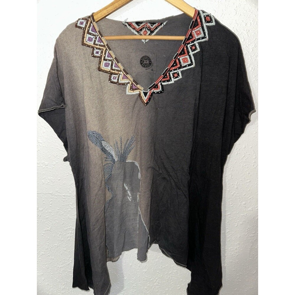 Double D Ranch Faceless Big Chief  Headdressed Indian Women’s Dancing Shirt Sm